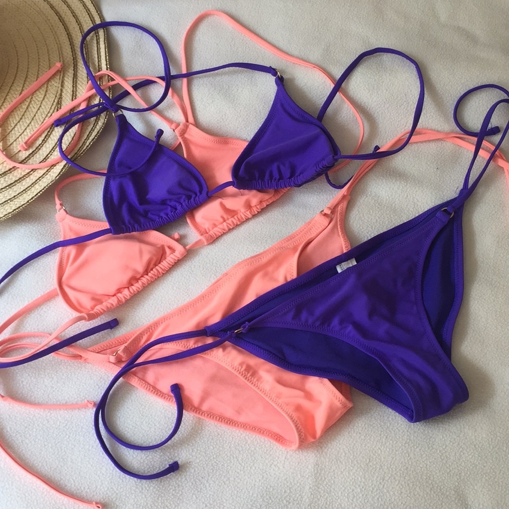 EUC bikini bundle in purple and coral
